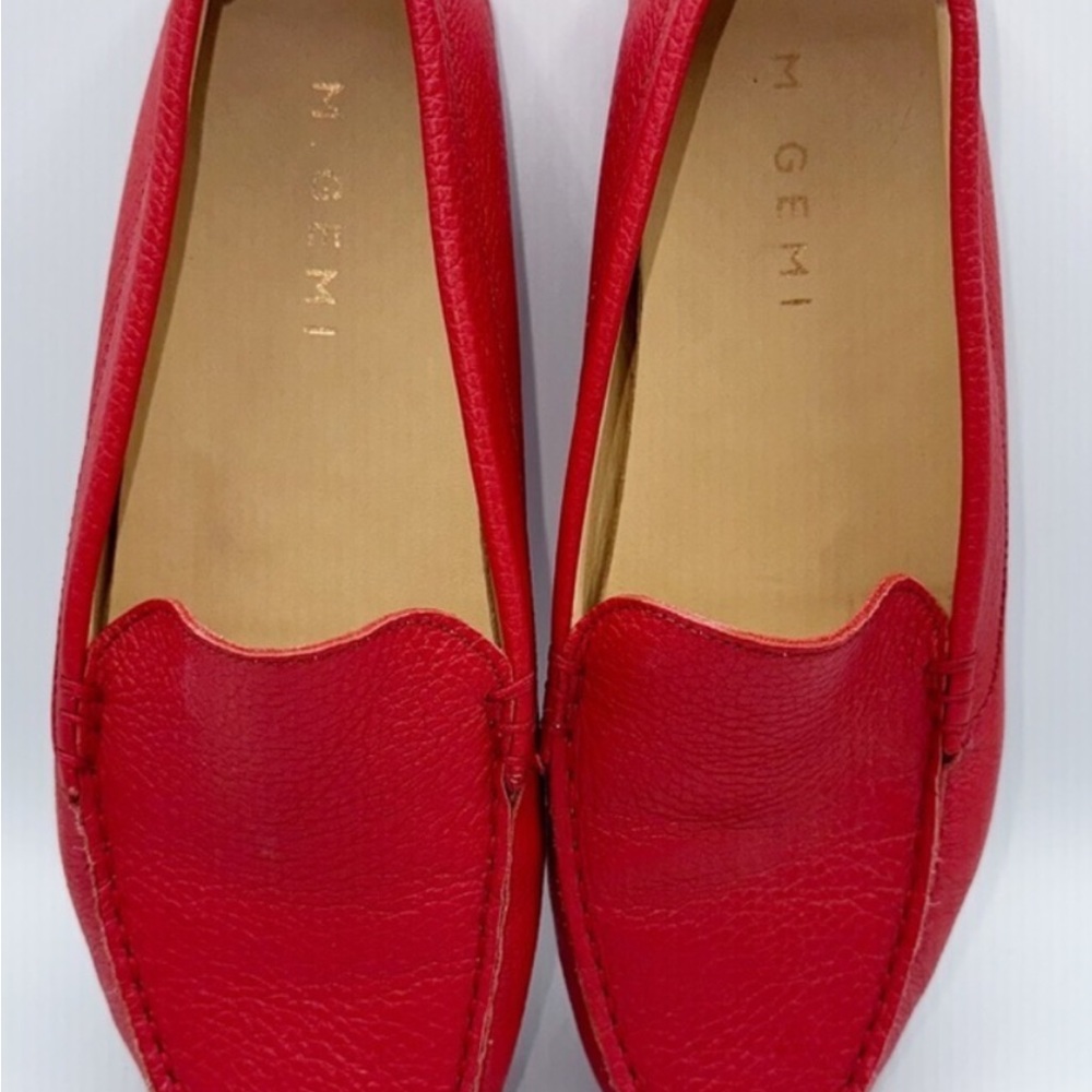 M.Gemi Sz 37.5 The Felize Crinkle All Leather Loafers Moccasin Red